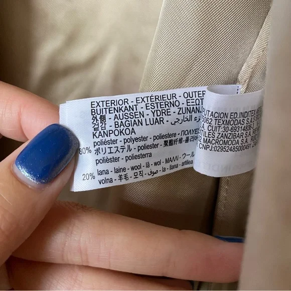 Zara wool blend belted wrap coat cream - Picture 12 of 13